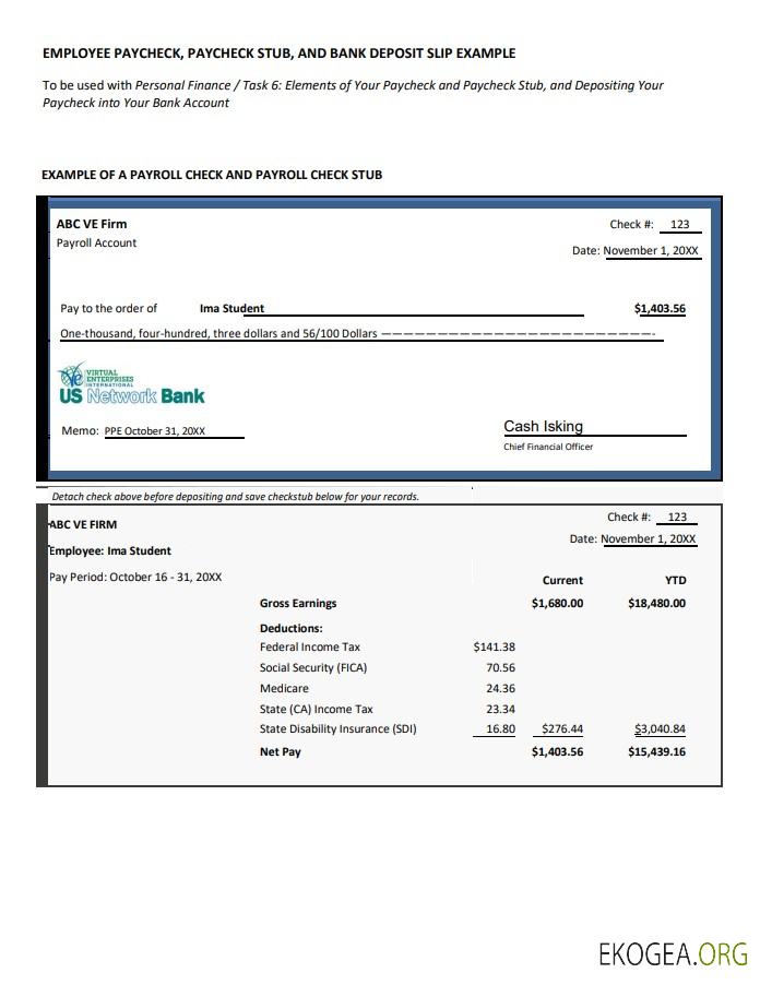 Chèque de paie de l'employé, talon de chèque de paie et bordereau de dépôt bancaire Modèle Word et PDF